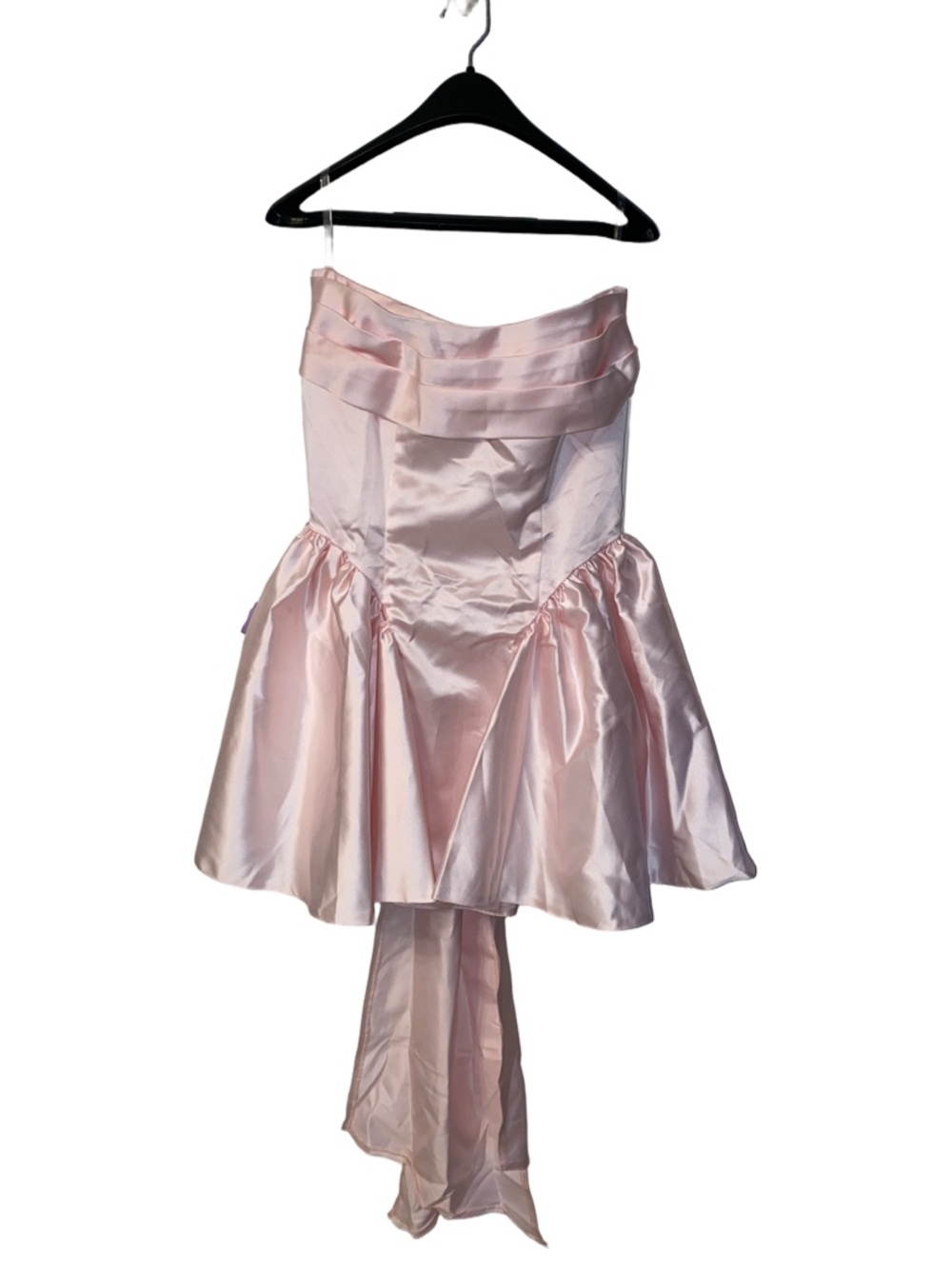 Miss Veil Pink Satin Formal Dress Removable Train Corset Back Strapless Medium